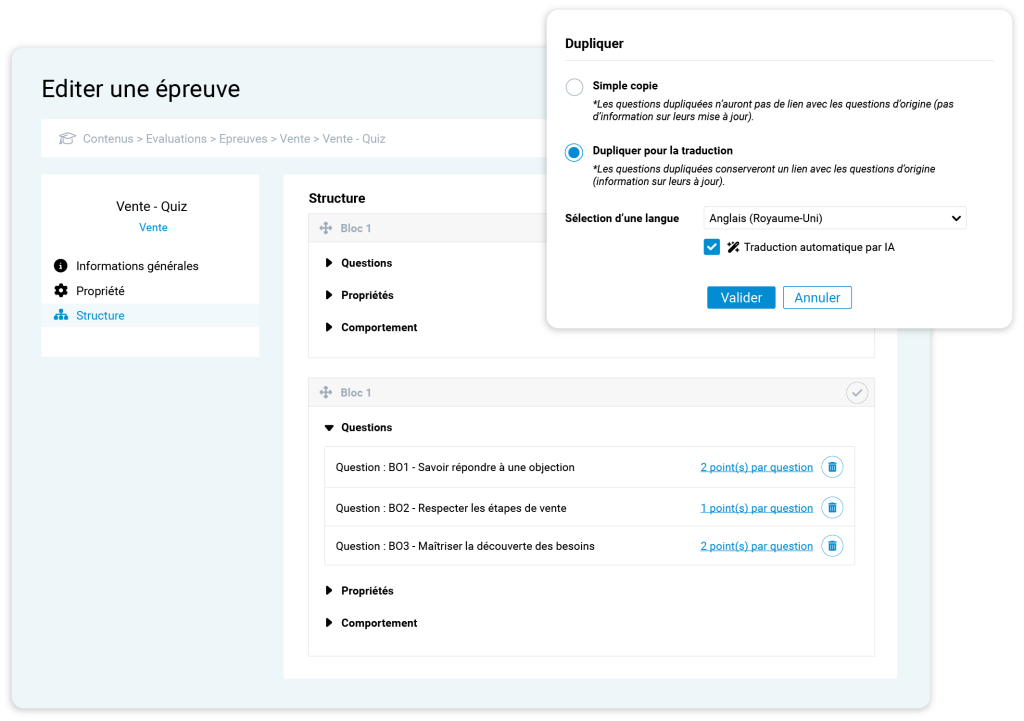 Editer une épreuve Interfaces d'édition d'une épreuve