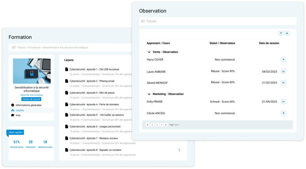 Observer les résultats Interfaces de tutorat