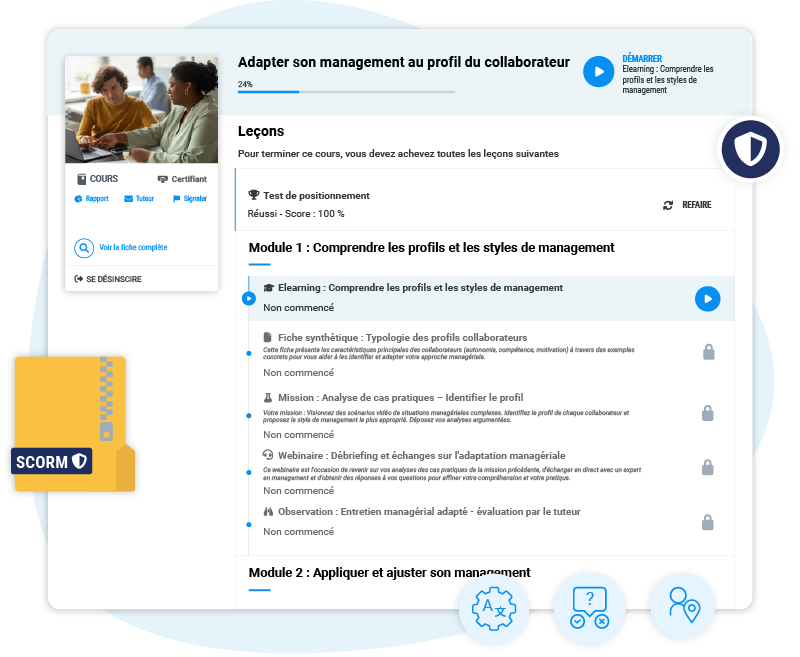 Interface fiche détaillée d'un cours