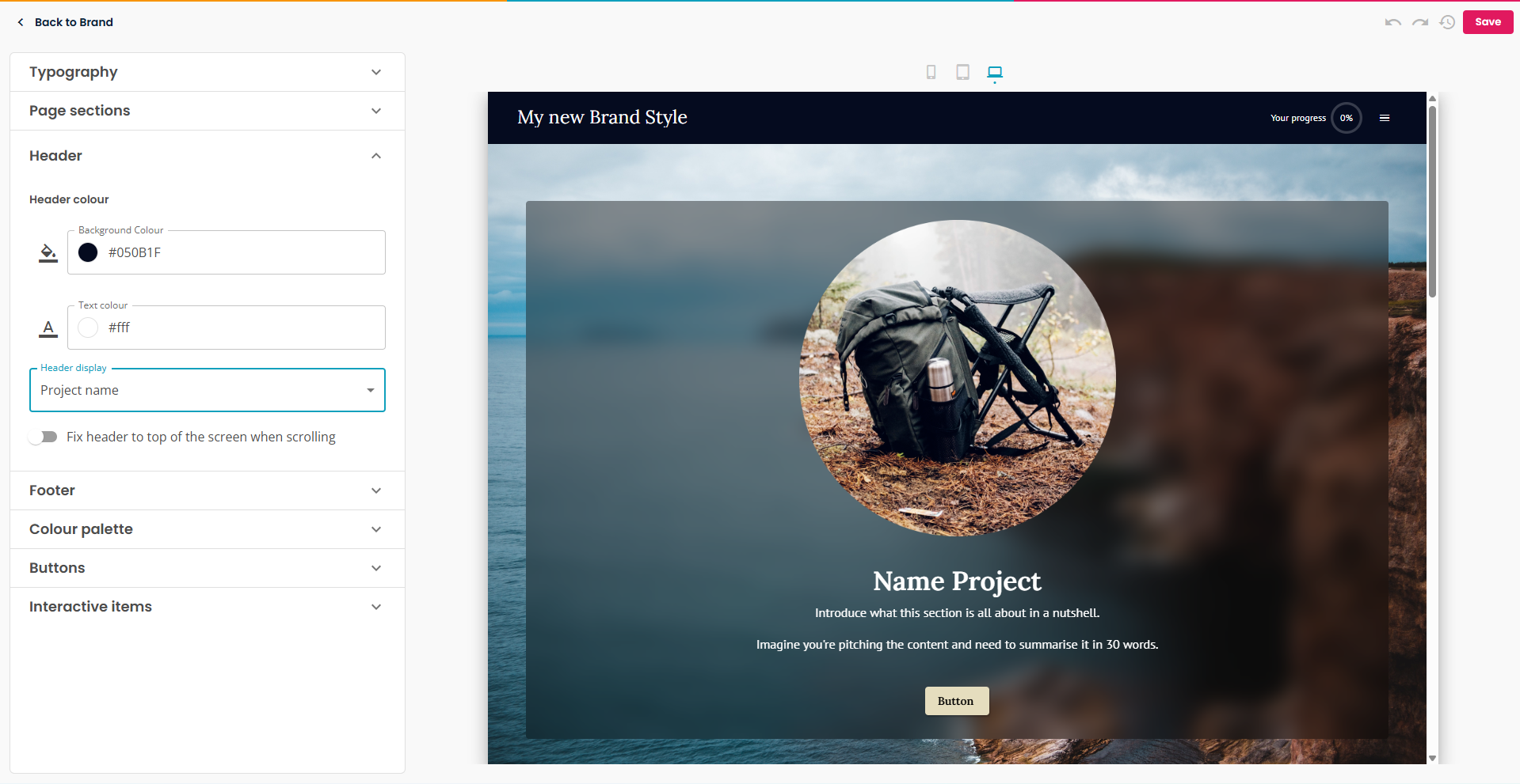 Elucidat Create – Styles